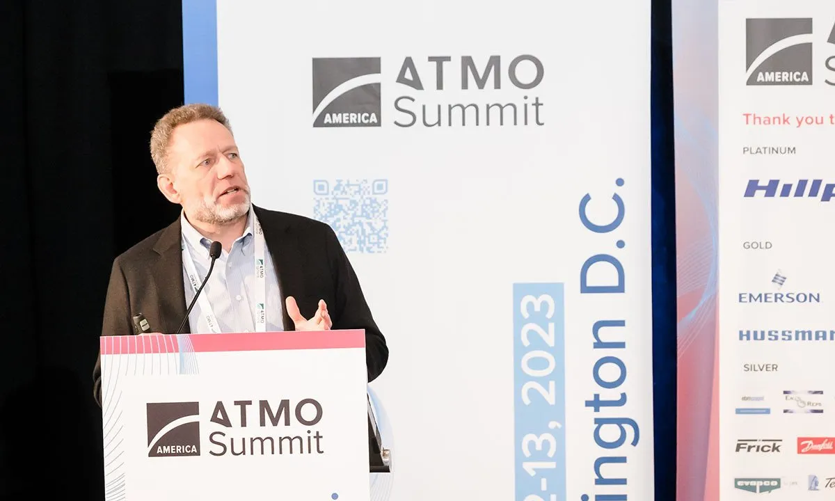 Andy Baker, Owner and Project Manager of YourCleanEnergy, presenting at ATMOsphere America Summit 2023