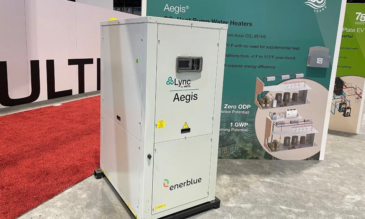 Lync by Watts' Aegis W CO2 water-source heat pump water heater, at AHR Expo 2024