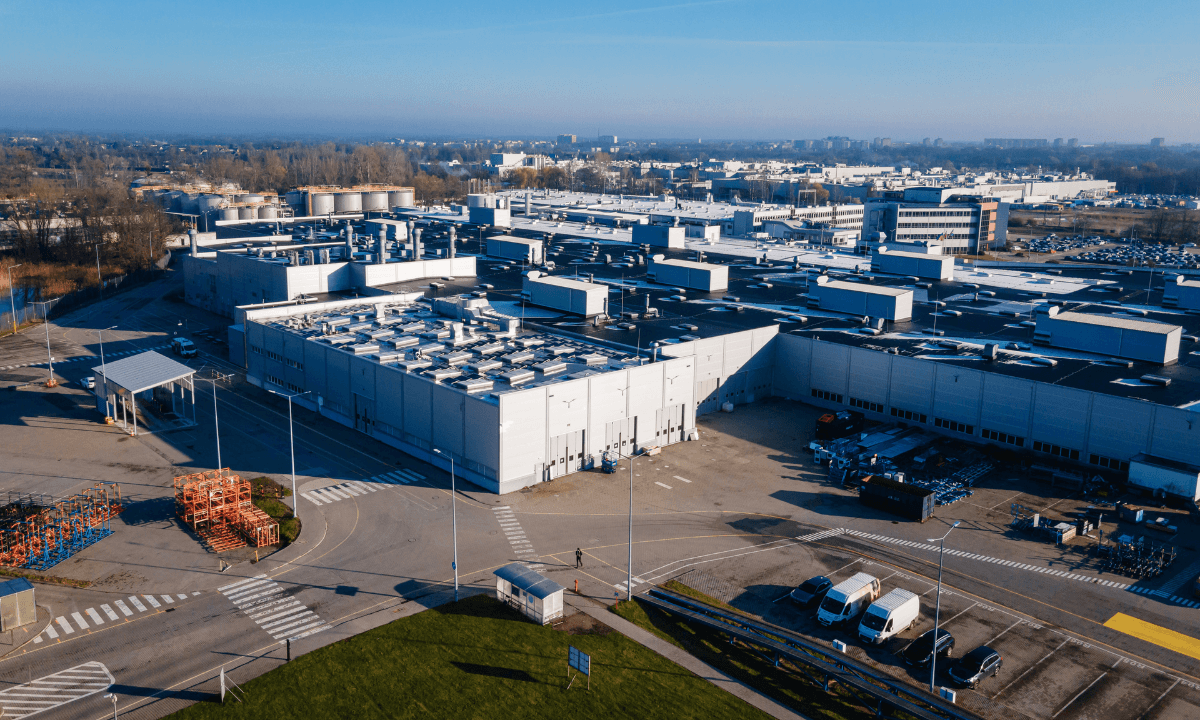 An aerial view of the Aira heat pump plant in Wrocław.