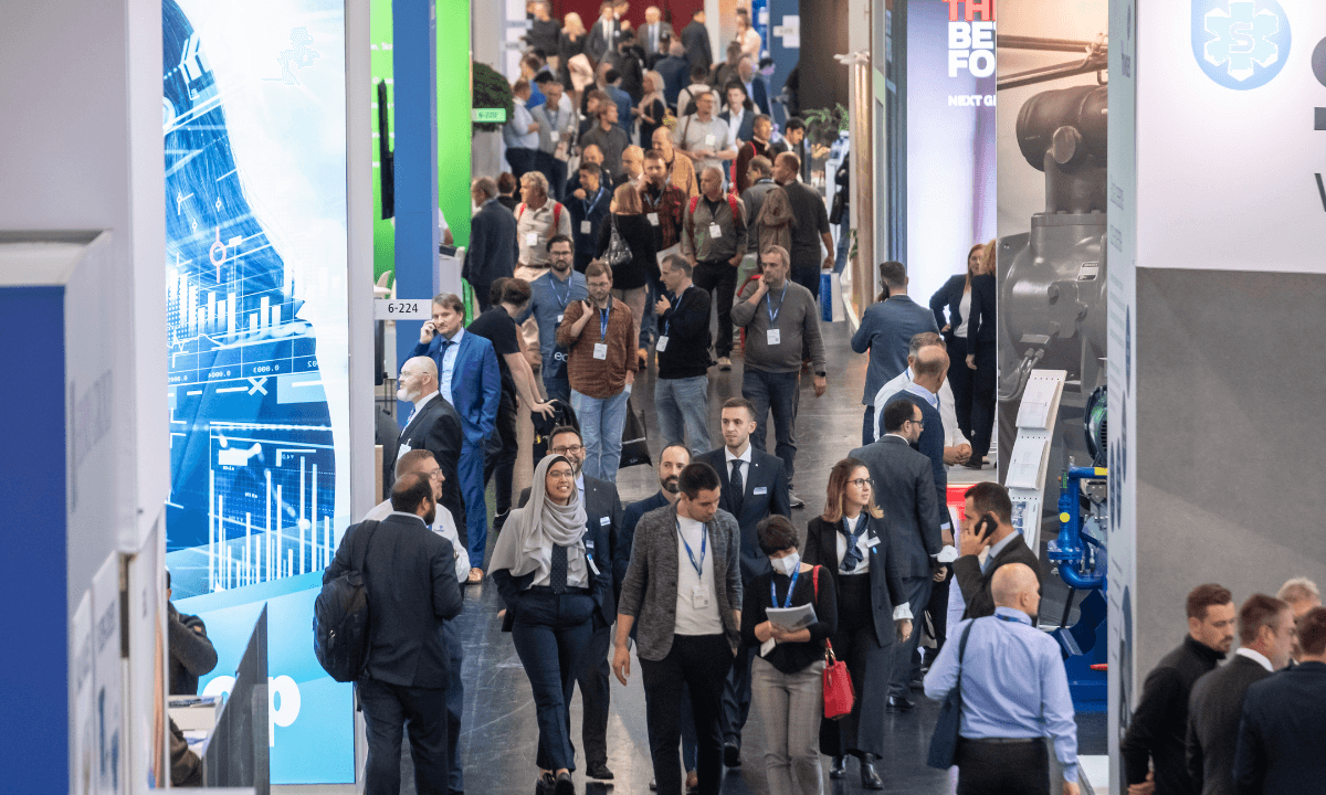 Attendees walk the exhibition floor at Chillventa.