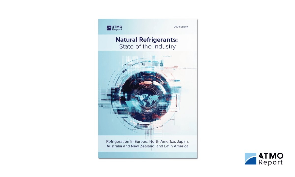 An image of the 2024 ATMOsphere Market Report on the state of the natural refrigerants marketplace in Europe, North America, Japan, Australia and New Zealand, and Japan