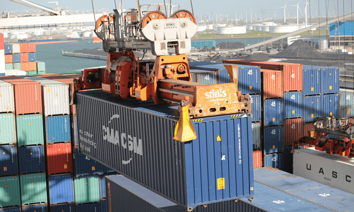 A container in the Rotterdam Port.