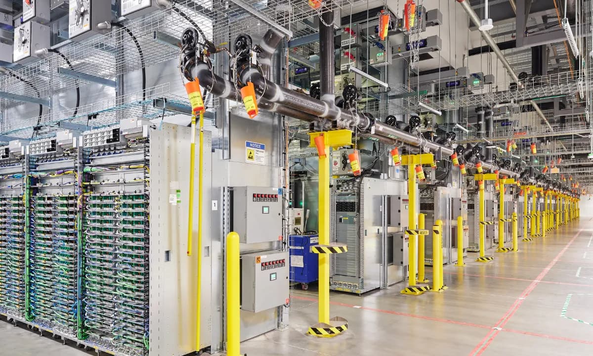 Server racks at a Google data center in New Albany, Ohio.