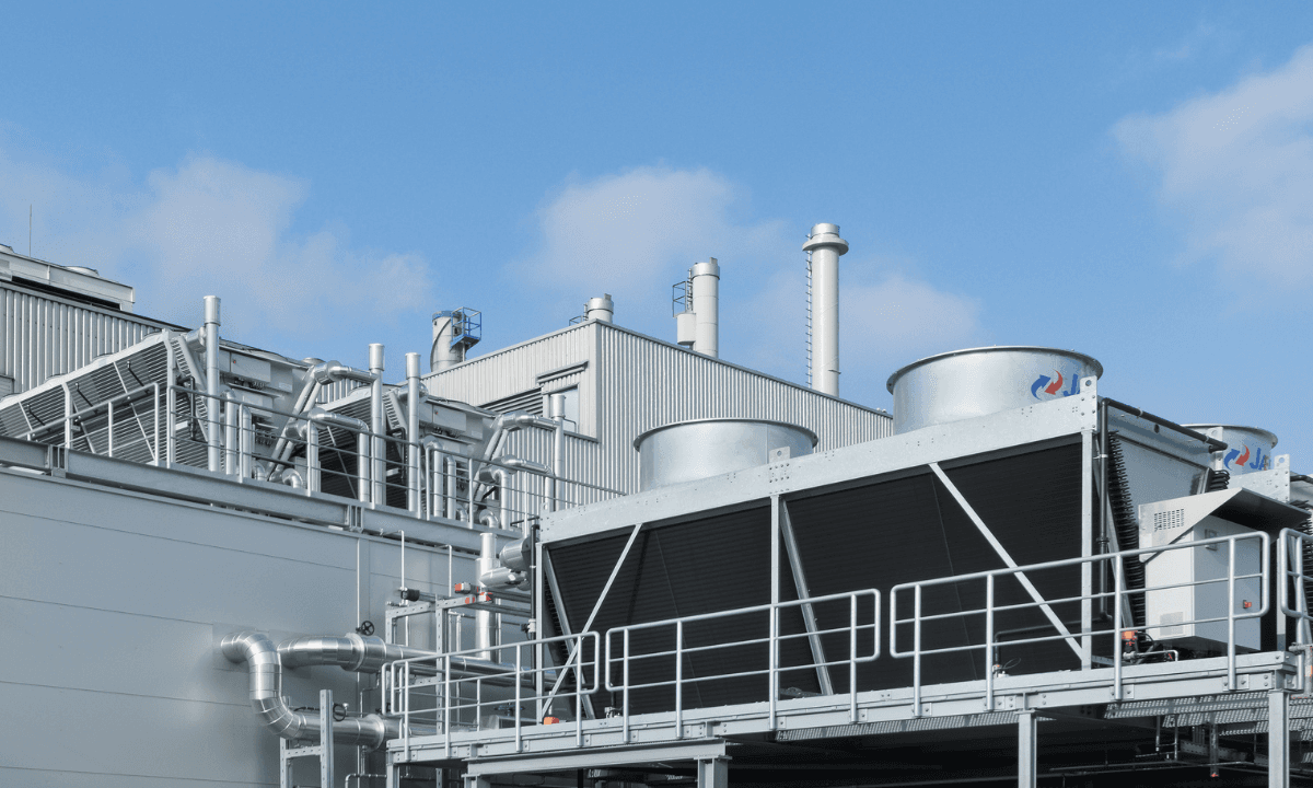 Jaeggi's hybrid dry coolers installed at a project site. Jaeggi's HTK hybrid dry cooler is increasingly being used for data center cooling.